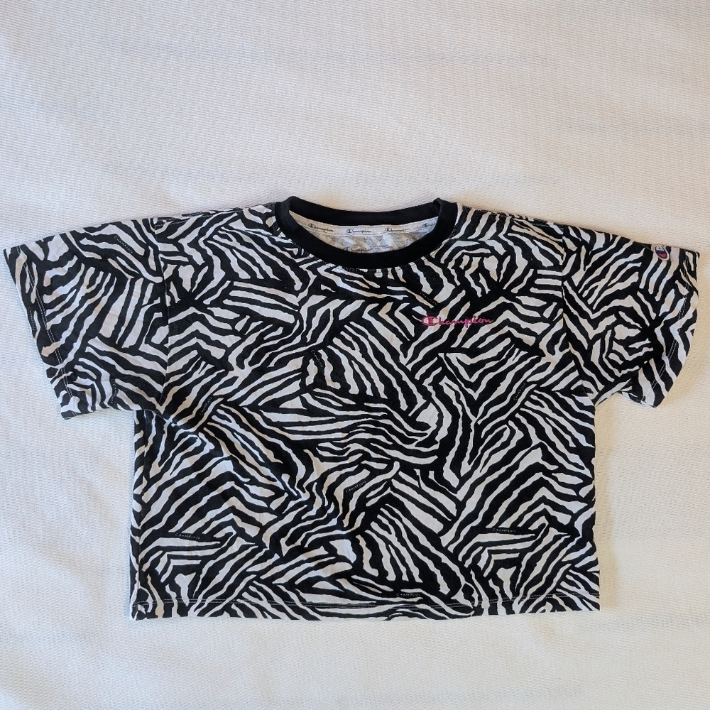 Champion Abstract Zebra Striped Cropped T